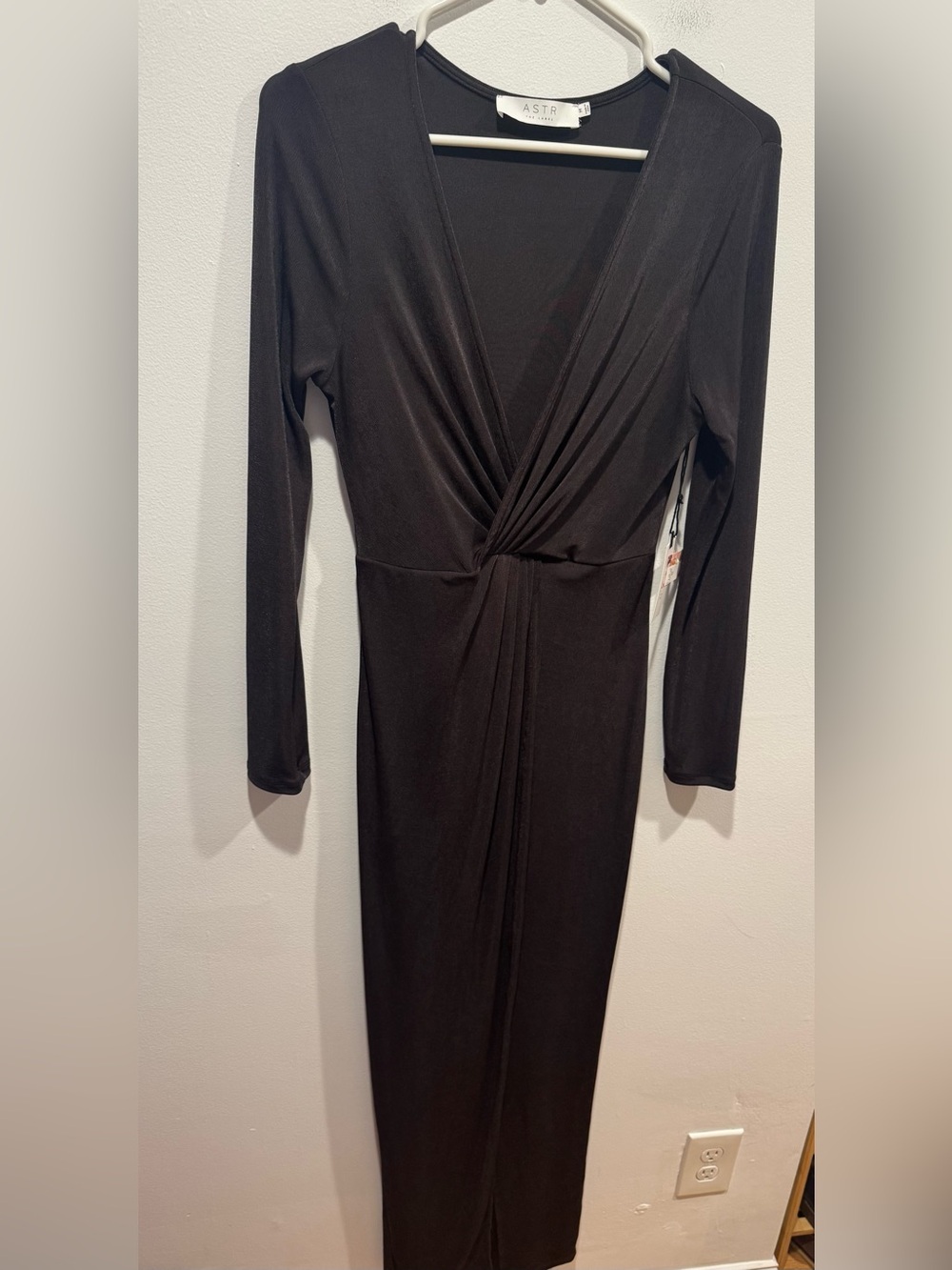 Astr the Label Long-Sleeve Twist-Front Maxi Dress